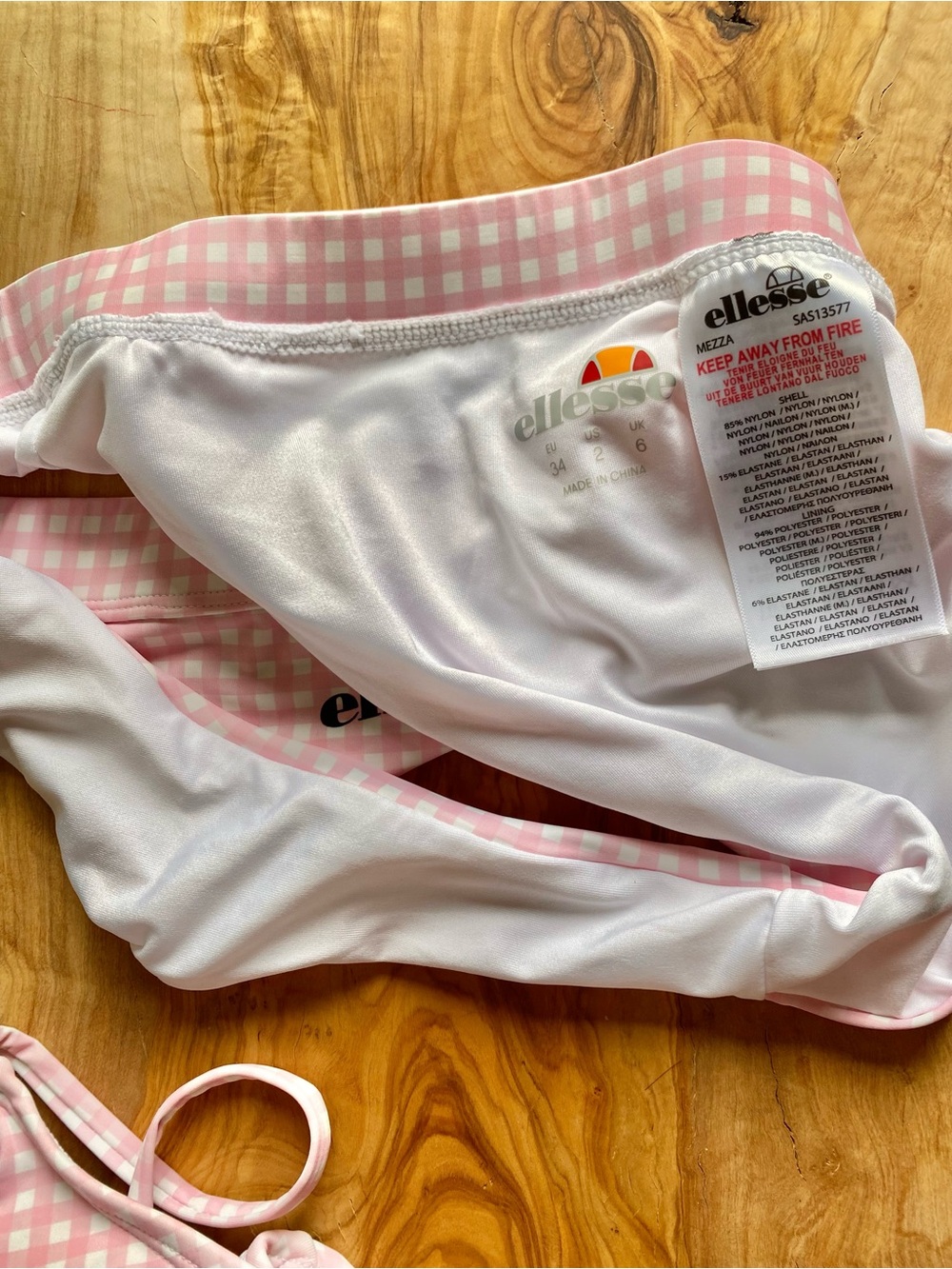 ellesse Pink Gingham Bikini Set Swimsuit - Picture 6 of 9